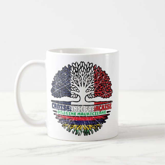 Mauritius Mauritian Französisch-Tree-Roots-Flagge Kaffeetasse (Links)