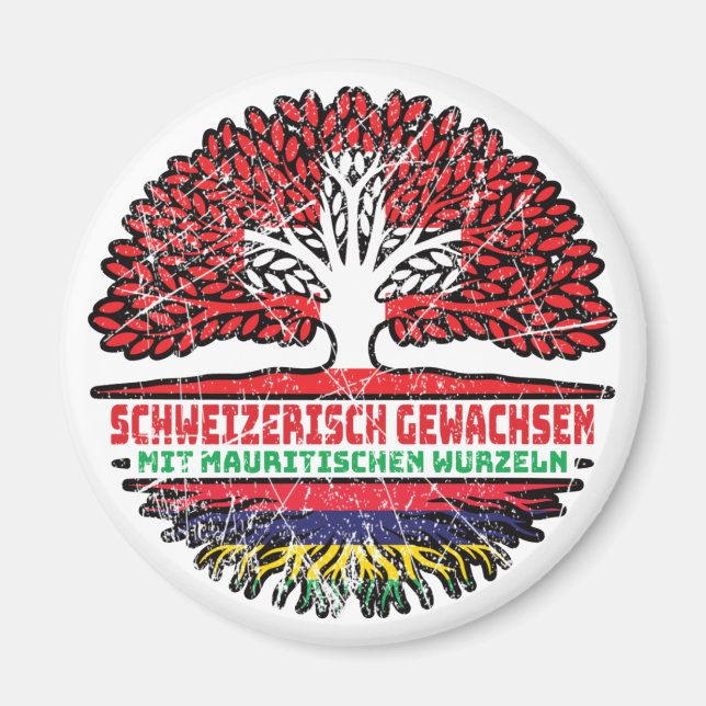 Mauritius Mauritisch Schweizer Schweiz Baum Wurzel Magnet (Vorne)