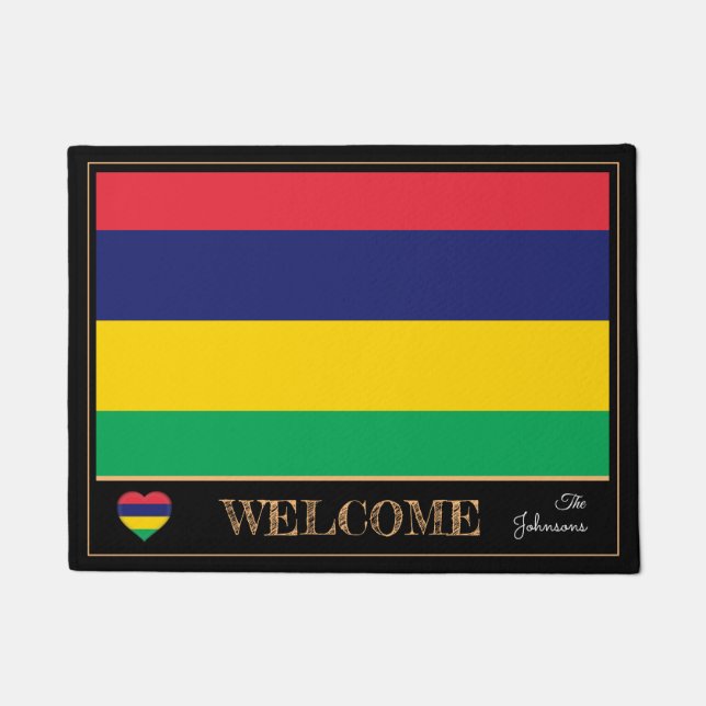 Mauritius & Mauritius Flaggengebäude / Sport Willk Fußmatte (Vorderseite)