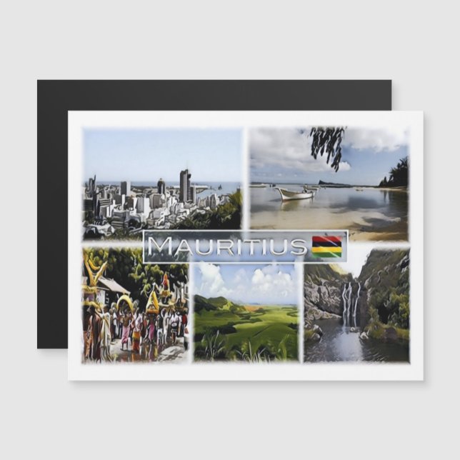Mauritius - Mosaik - Magnetkarte (Vorne/Hinten)