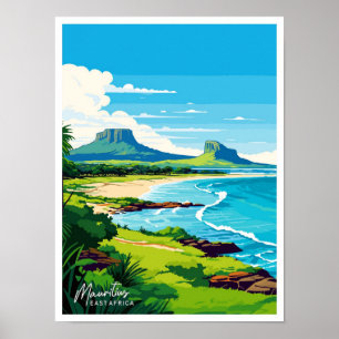 Mauritius Ostafrika Reise Vintage-Illustration Poster
