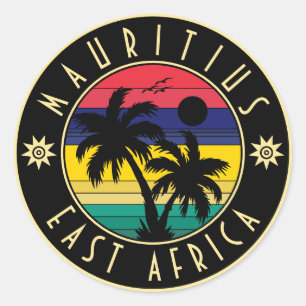 Mauritius Ostafrika Vintage Palmen Souvenirs Runder Aufkleber