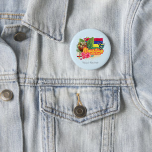 Mauritius Retro Indischer Ozean Dodo und Flag Vint Button