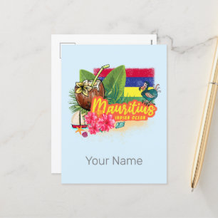 Mauritius Retro Indischer Ozean Dodo und Flag Vint Feiertagspostkarte