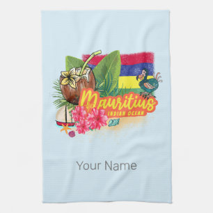 Mauritius Retro Indischer Ozean Dodo und Flag Vint Geschirrtuch