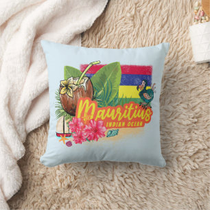 Mauritius Retro Indischer Ozean Dodo und Flag Vint Kissen