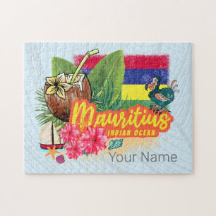 Mauritius Retro Indischer Ozean Dodo und Flag Vint Puzzle