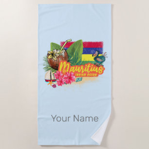 Mauritius Retro Indischer Ozean Dodo und Flag Vint Strandtuch