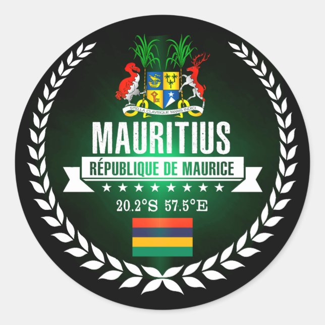 Mauritius Runder Aufkleber (Vorderseite)