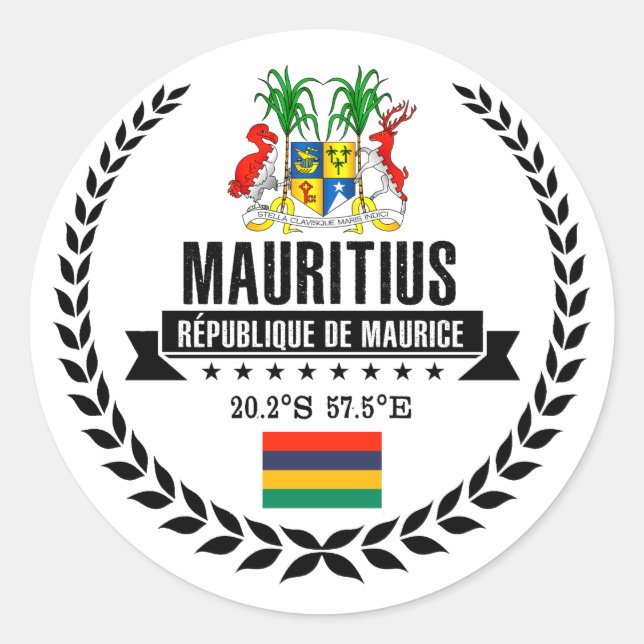 Mauritius Runder Aufkleber (Vorderseite)