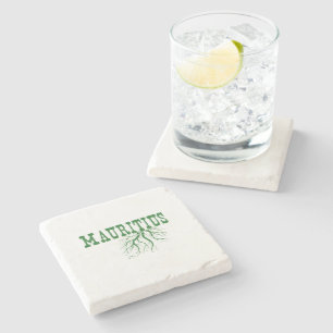 Mauritius Tree Roots Word Art Mauritian Rooted Steinuntersetzer