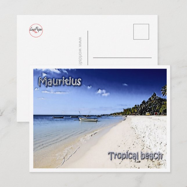Mauritius - tropischer Strand - Postkarte (Vorne/Hinten)