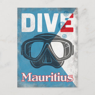 Mauritius Vintag Scuba Diving Mask Postkarte