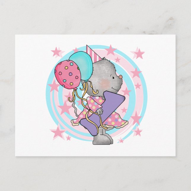 Maus 1. Geburtstag T - Shirt und Geschenke Postkarte (Vorderseite)