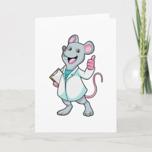 Maus als Arzt mit Arztkittel Karte