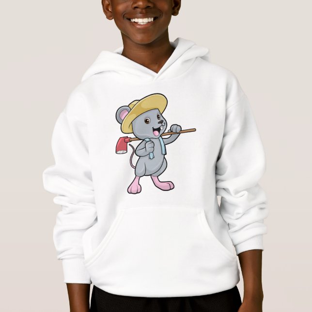 Maus als Bauer mit Ax & Hat Hoodie (Vorderseite)
