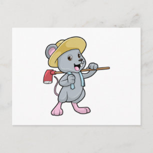 Maus als Bauer mit Ax & Hat Postkarte