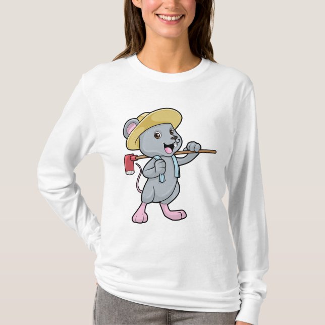 Maus als Bauer mit Ax & Hat T-Shirt (Vorderseite)