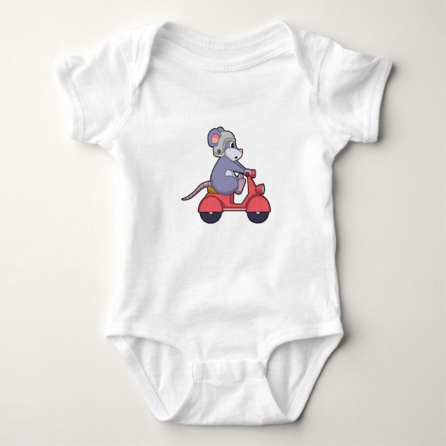Maus als Biker mit Scooter.PNG Baby Strampler (Vorderseite)