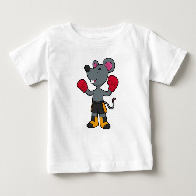 Maus als Boxer mit Boxhandschuhen Baby T-shirt (Vorderseite)