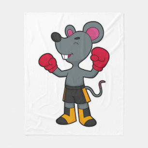 Maus als Boxer mit Boxhandschuhen Fleecedecke