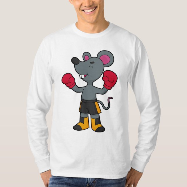 Maus als Boxer mit Boxhandschuhen T-Shirt (Vorderseite)