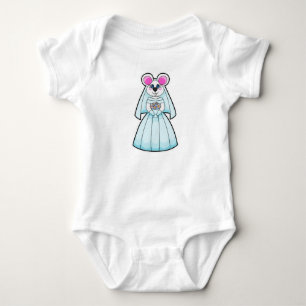 Maus als Braut mit Blumenstrauß Baby Strampler