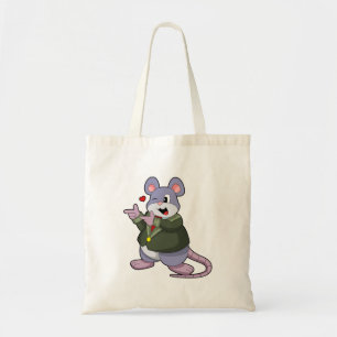 Maus als Bräutigam mit Anzug Tragetasche