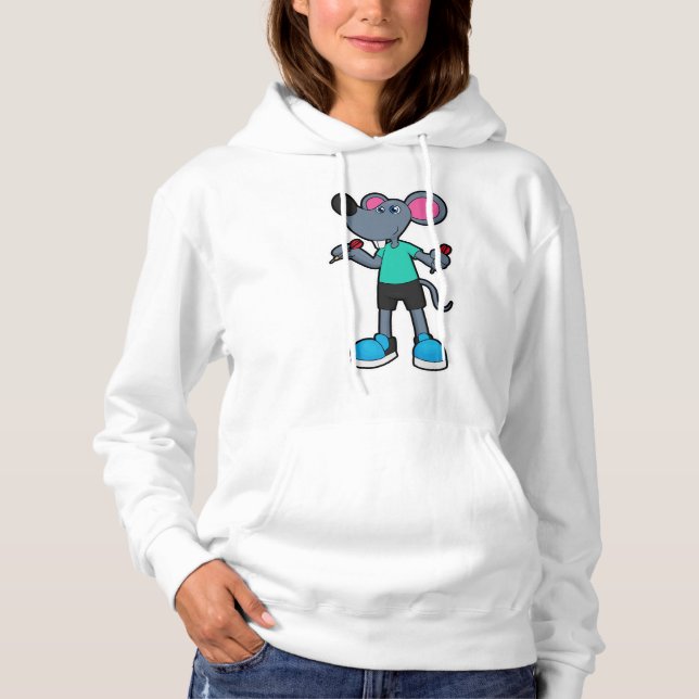 Maus als Dart-Player mit Darts Hoodie (Vorderseite)