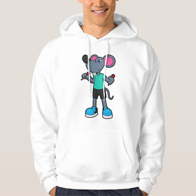 Maus als Dart-Player mit Darts Hoodie (Vorderseite)