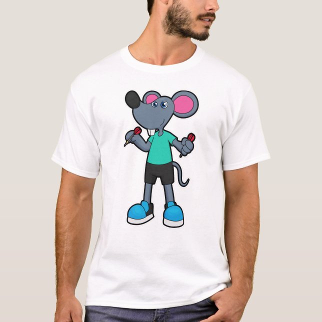 Maus als Dart-Player mit Darts T-Shirt (Vorderseite)
