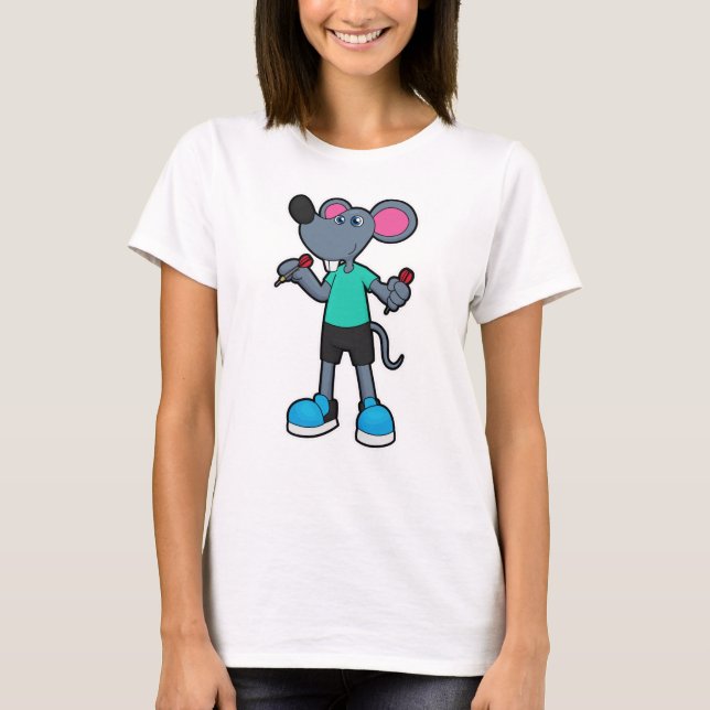 Maus als Dart-Player mit Darts T-Shirt (Vorderseite)