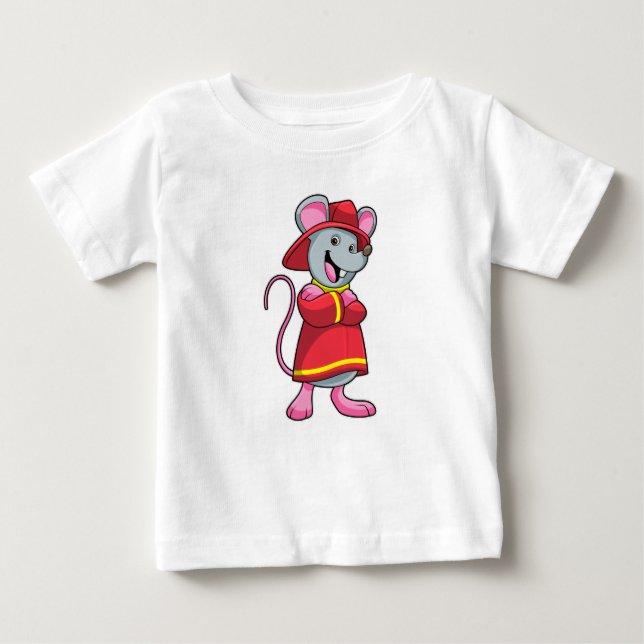 Maus als Feuerwehrmann mit Helm Baby T-shirt (Vorderseite)