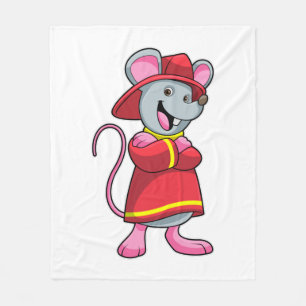 Maus als Feuerwehrmann mit Helm Fleecedecke
