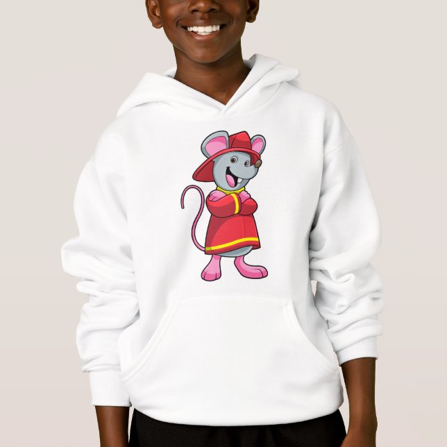 Maus als Feuerwehrmann mit Helm Hoodie (Vorderseite)