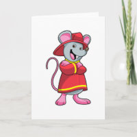 Maus als Feuerwehrmann mit Helm