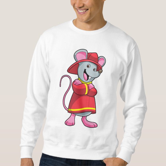 Maus als Feuerwehrmann mit Helm Sweatshirt (Vorderseite)