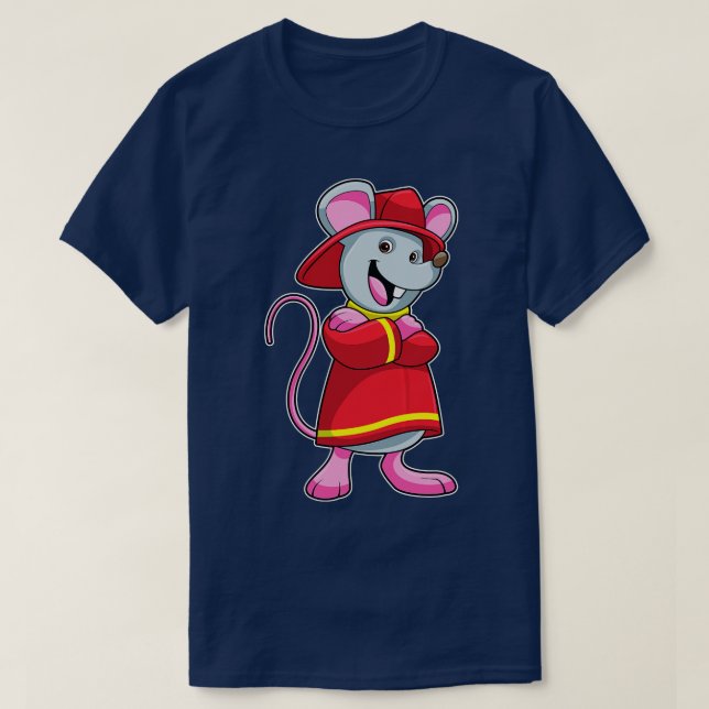 Maus als Feuerwehrmann mit Helm T-Shirt (Design vorne)