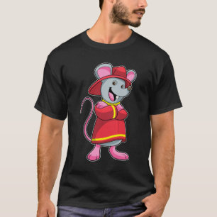 Maus als Feuerwehrmann mit Helm T-Shirt