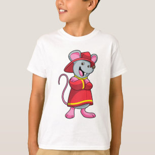 Maus als Feuerwehrmann mit Helm T-Shirt