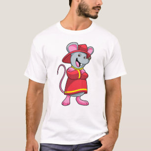 Maus als Feuerwehrmann mit Helm T-Shirt