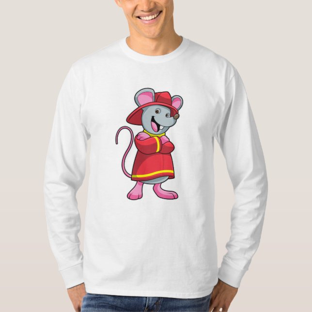 Maus als Feuerwehrmann mit Helm T-Shirt (Vorderseite)
