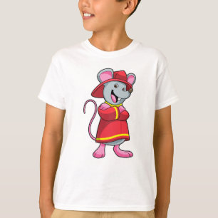 Maus als Feuerwehrmann mit Helm T-Shirt