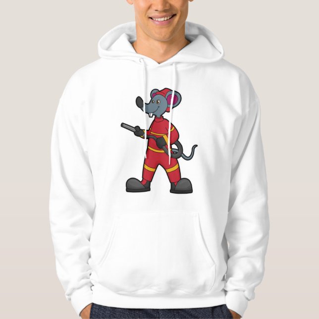 Maus als Feuerwehrmann mit Schlauch Hoodie (Vorderseite)