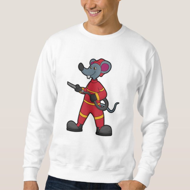 Maus als Feuerwehrmann mit Schlauch Sweatshirt (Vorderseite)