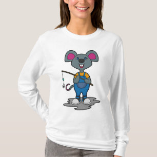 Maus als Fisher mit Angelrute T-Shirt
