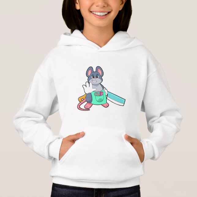 Maus als Friseur mit Schere & Kamin Hoodie (Vorderseite)