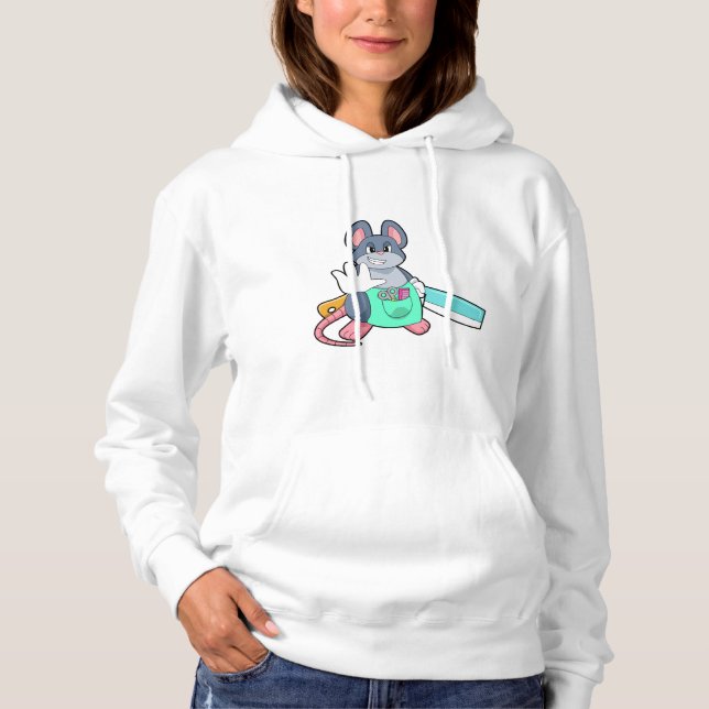 Maus als Friseur mit Schere & Kamin Hoodie (Vorderseite)