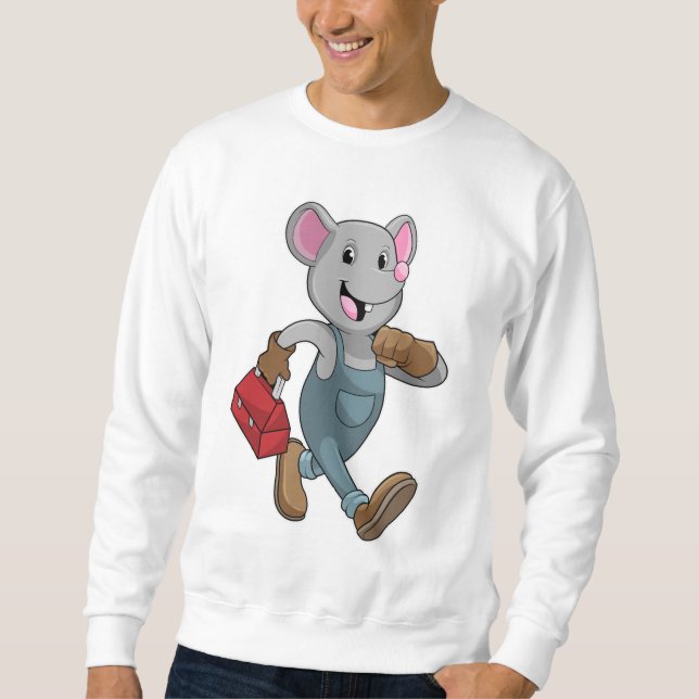 Maus als Handyman mit Toolbox Sweatshirt (Vorderseite)