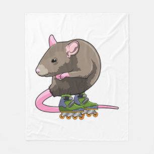 Maus als Inline-Skater mit Inline-Skaten Fleecedecke
